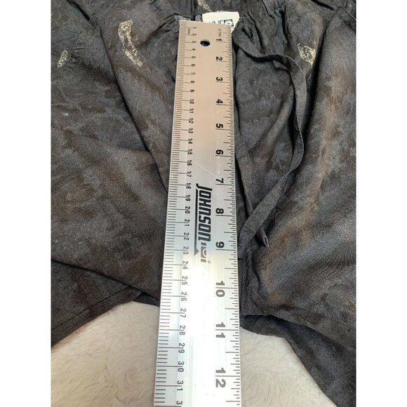 Line Two Womens Drawstring Waist Pants Small Stretch Pineapple Print Black Gold - Picture 5 of 6